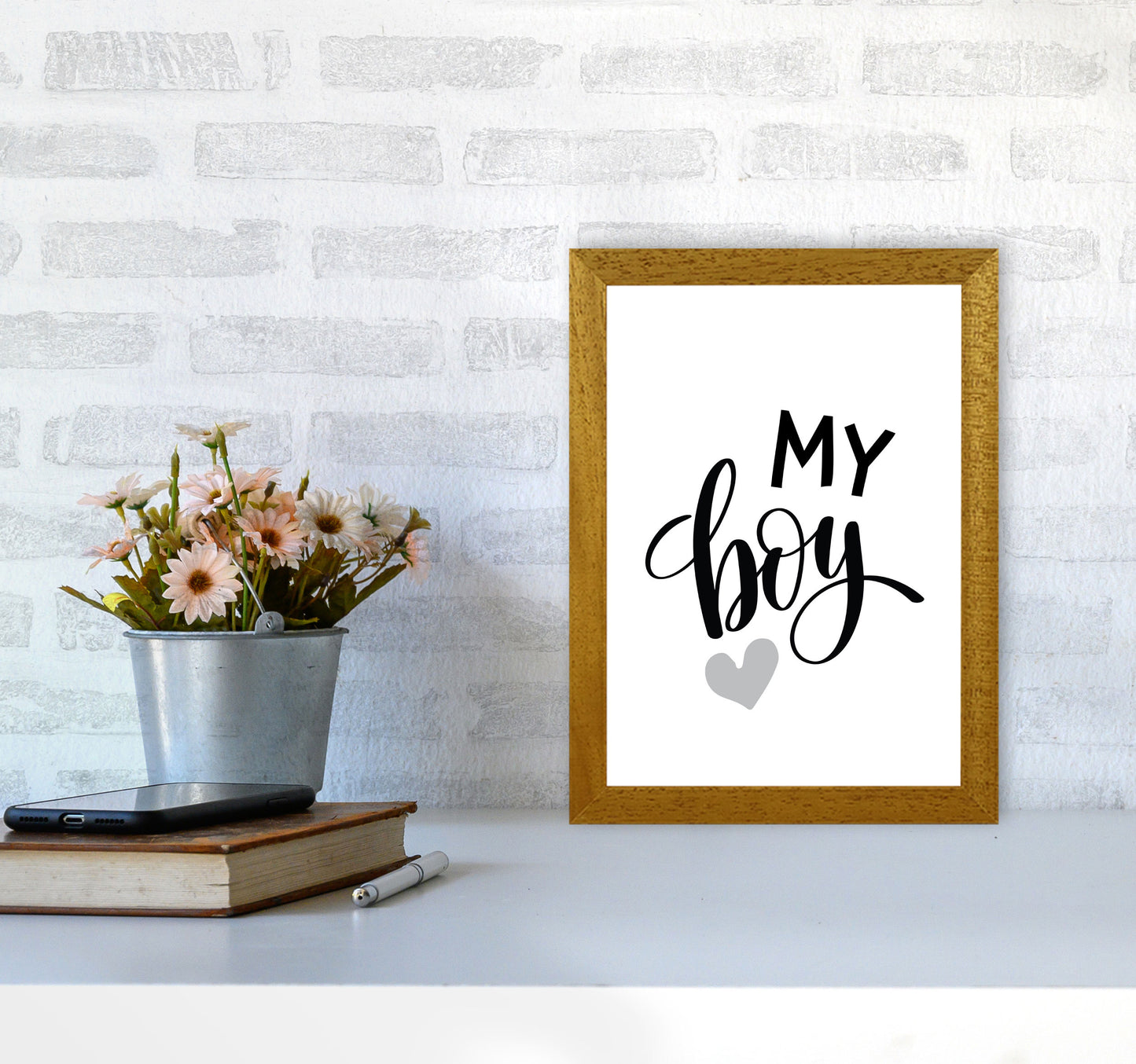 My Boy Black Framed Nursey Wall Art Print A4 Print Only