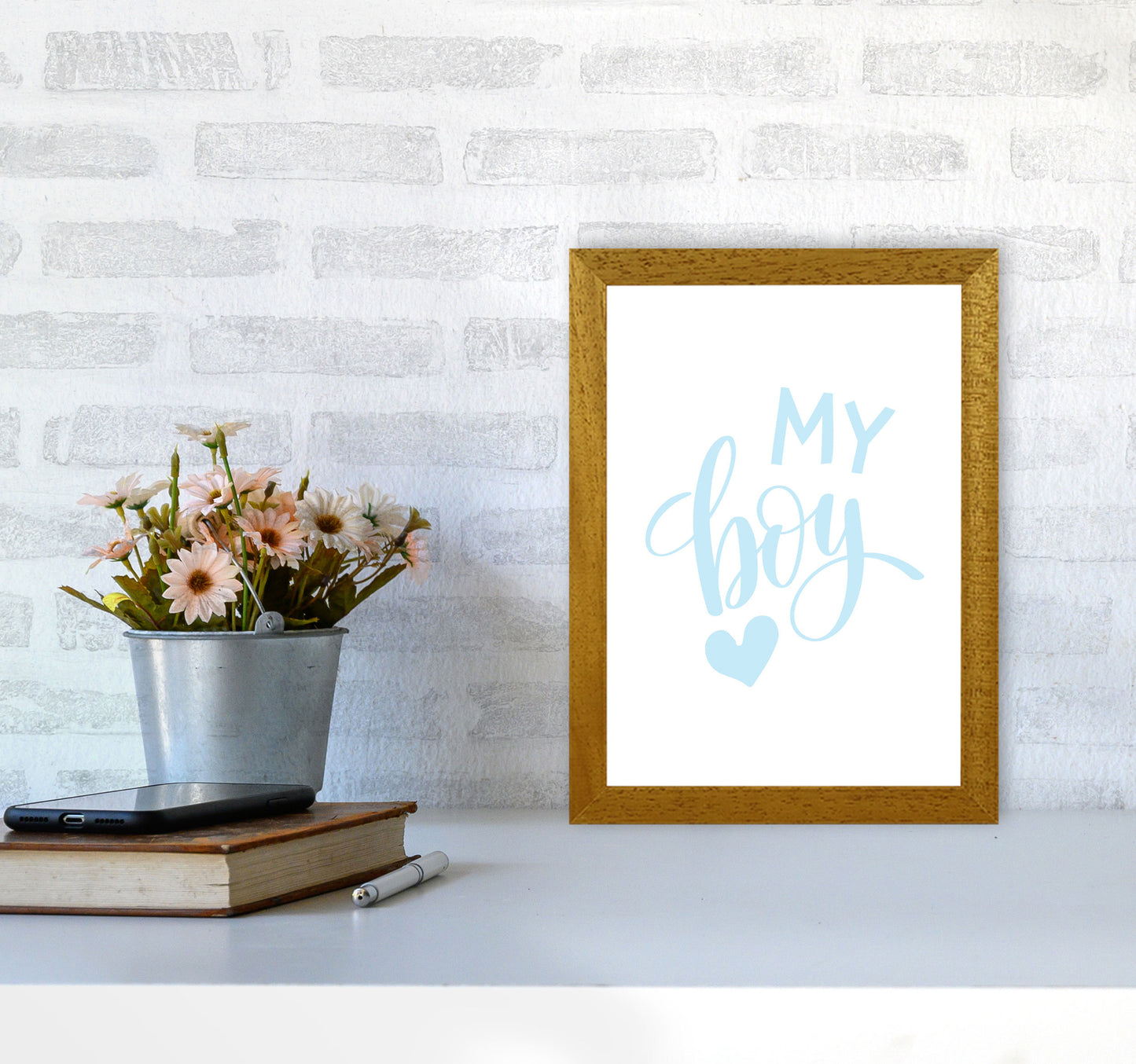 My Boy Blue Framed Nursey Wall Art Print A4 Print Only