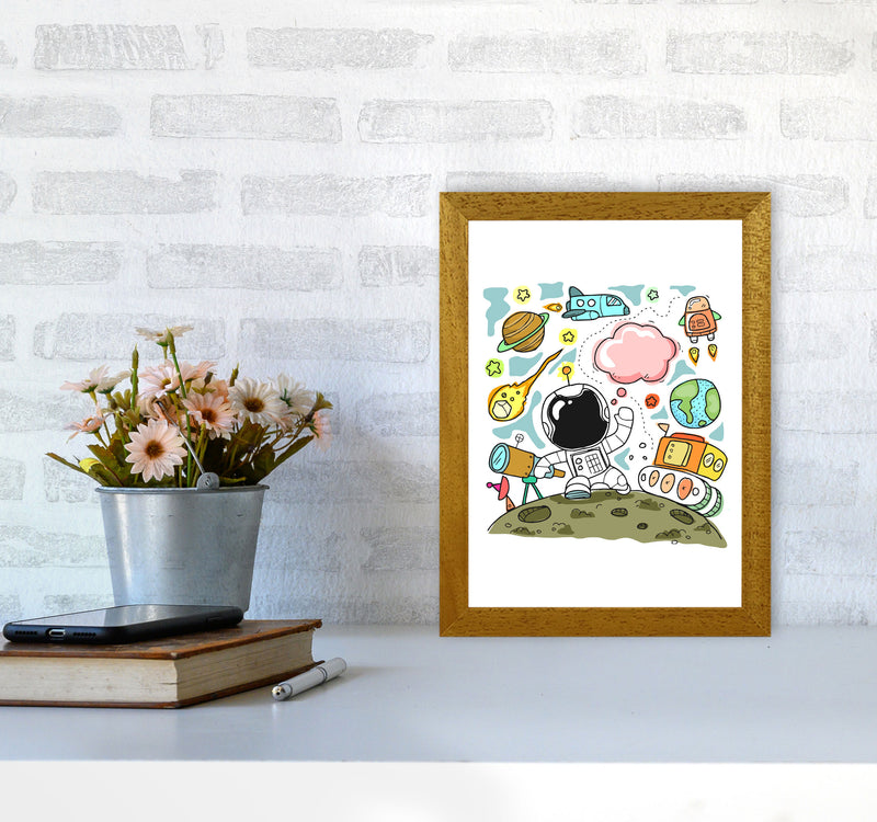 Space Illustration Framed Nursey Wall Art Print A4 Print Only