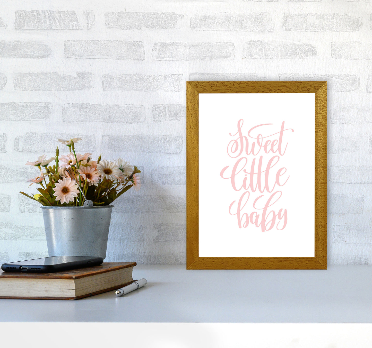 Sweet Little Baby Pink Framed Nursey Wall Art Print A4 Print Only