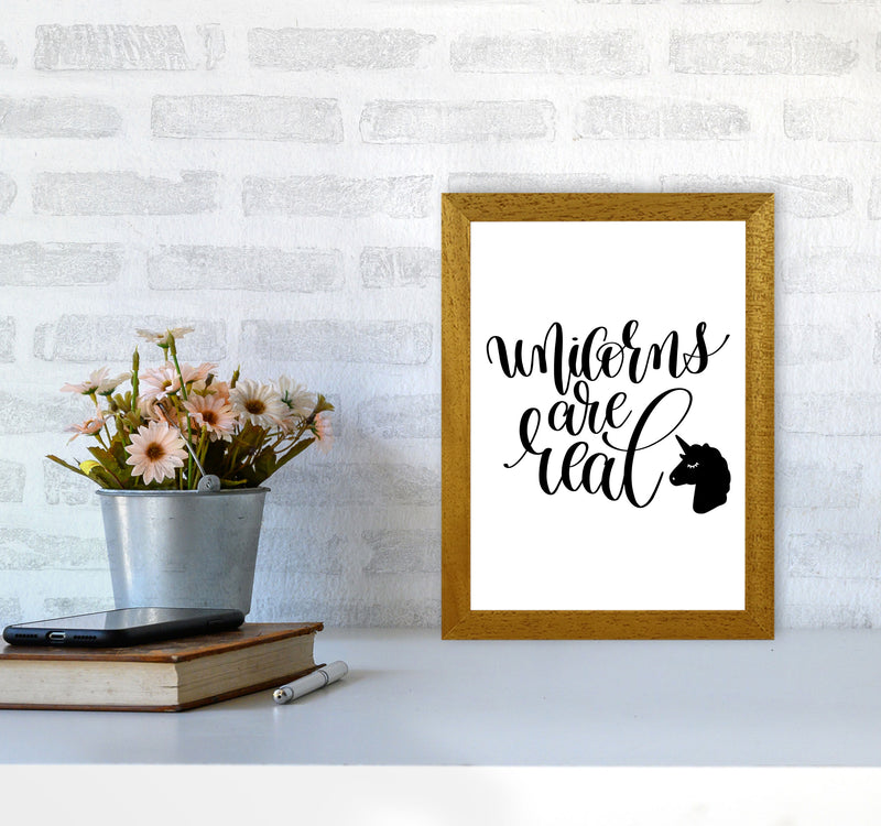 Unicorns Are Real Black Framed Nursey Wall Art Print A4 Print Only