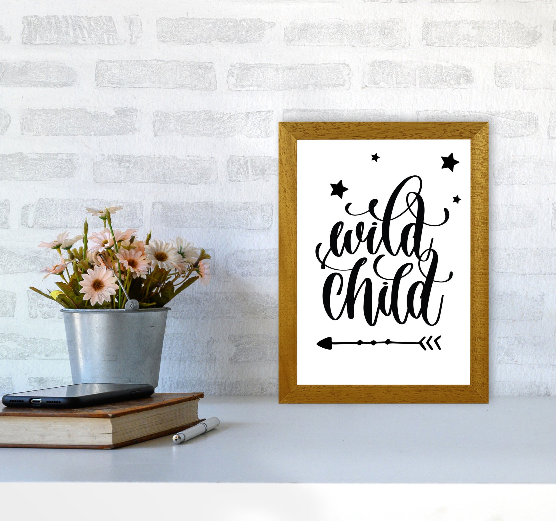 Wild Child Black Framed Nursey Wall Art Print A4 Print Only