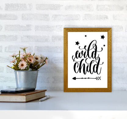 Wild Child Black Framed Nursey Wall Art Print A4 Print Only