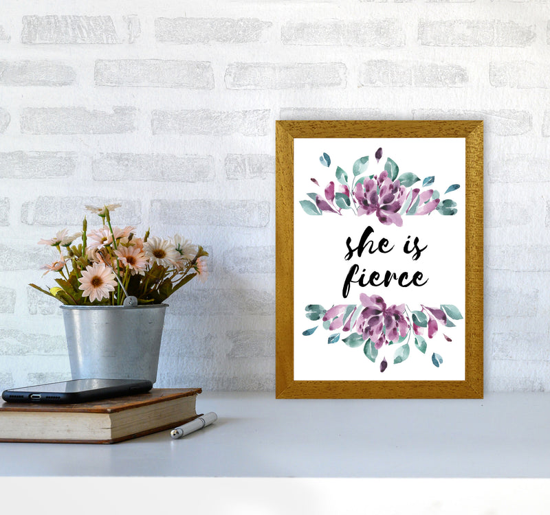 She Is Fierce Purple Floral Modern Print A4 Print Only