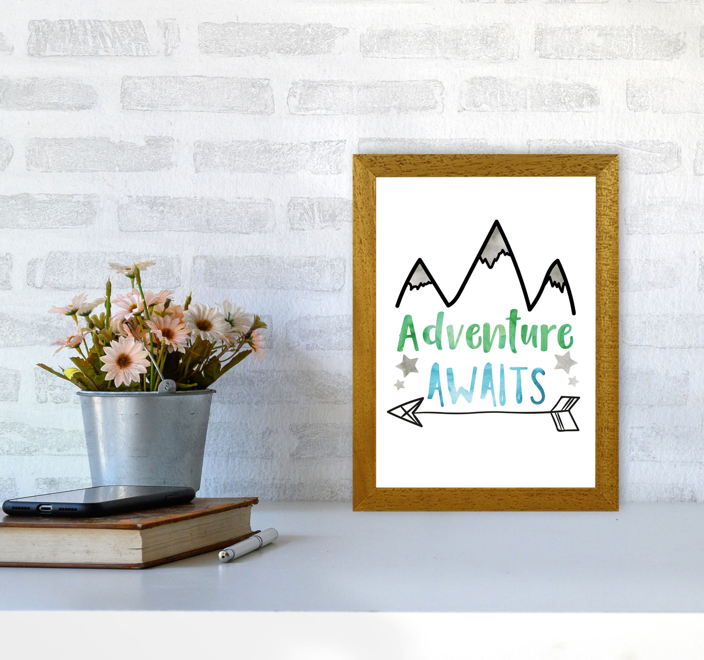 Adventure Awaits Watercolour Modern Print A4 Print Only