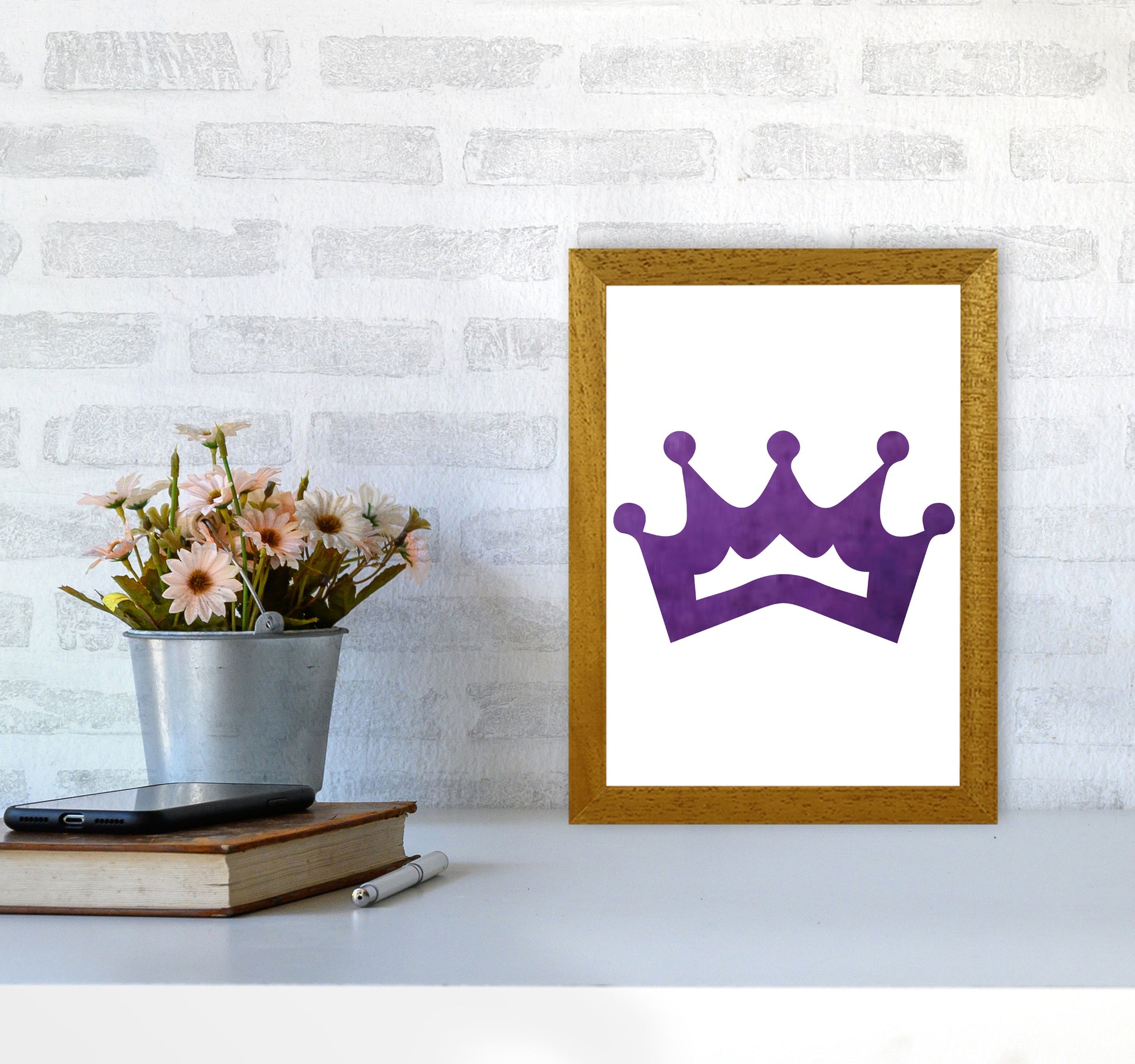 Purple Crown Watercolour Modern Print A4 Print Only
