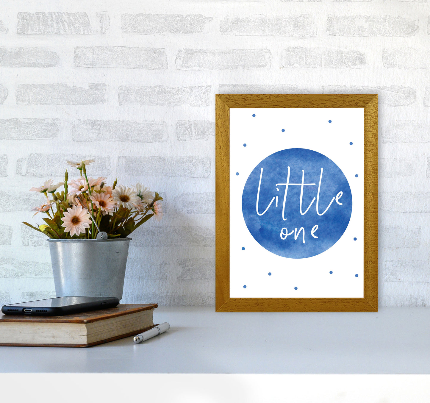 Little One Blue Watercolour Modern Print A4 Print Only