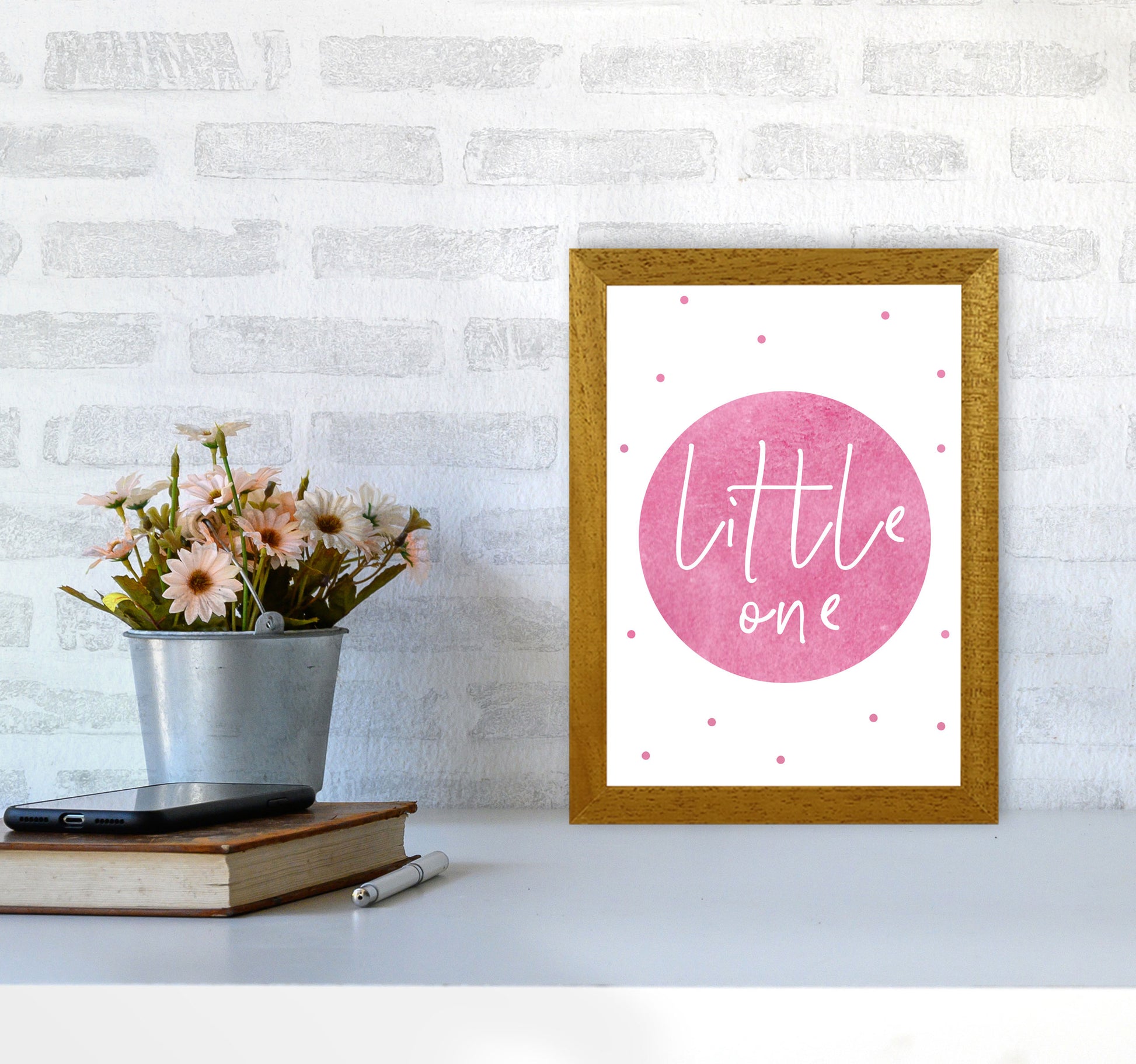 Little One Pink Watercolour Modern Print A4 Print Only