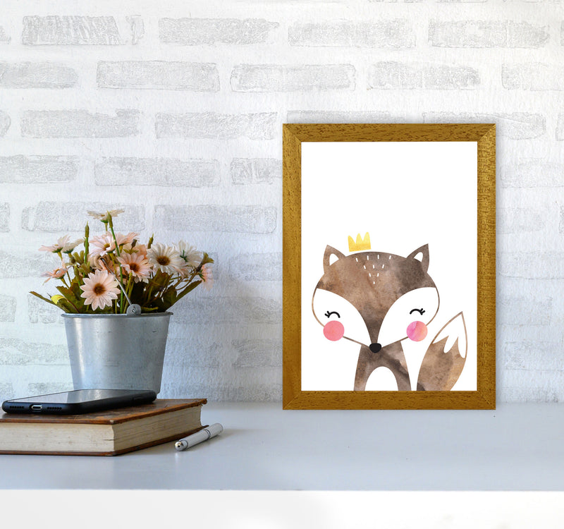 Scandi Brown Fox Watercolour Framed Nursey Wall Art Print A4 Print Only