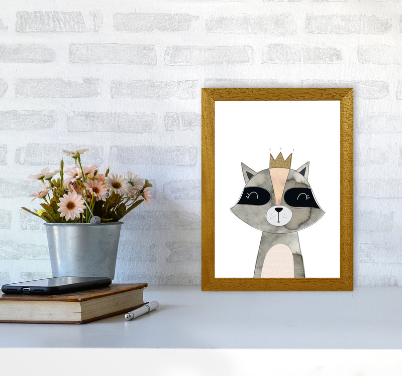 Scandi Grey Raccoon Watercolour Framed Nursey Wall Art Print A4 Print Only