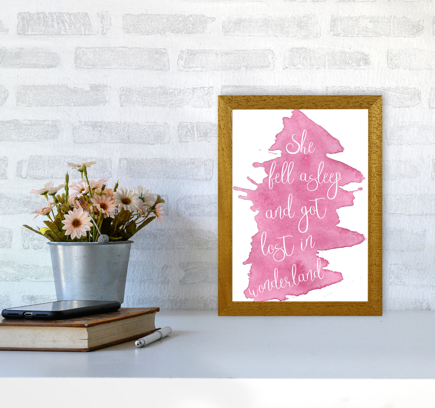 Wonderland Pink Watercolour Modern Print A4 Print Only