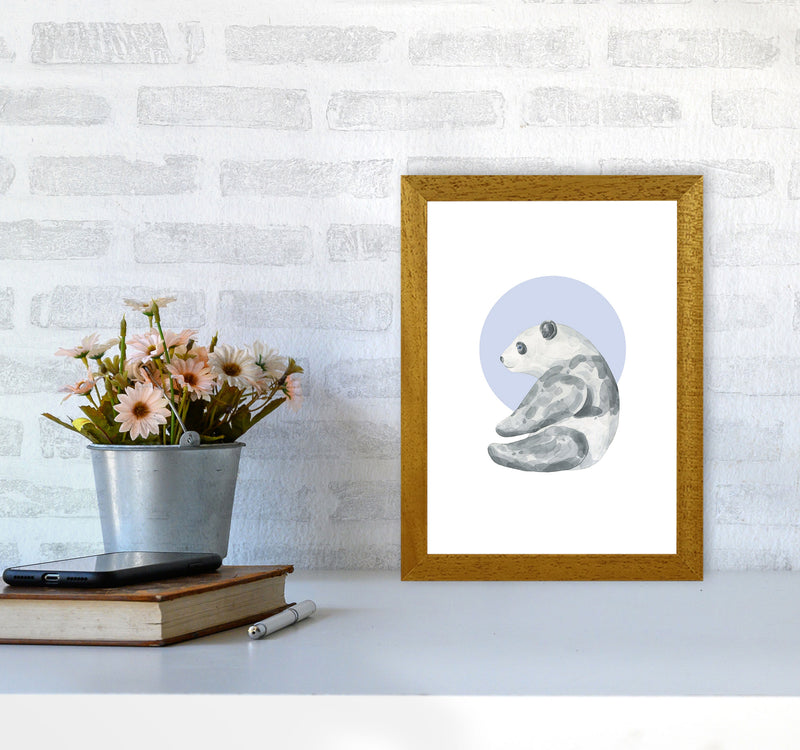 Watercolour Panda With Blue Circle Modern Print, Animal Art Print A4 Print Only