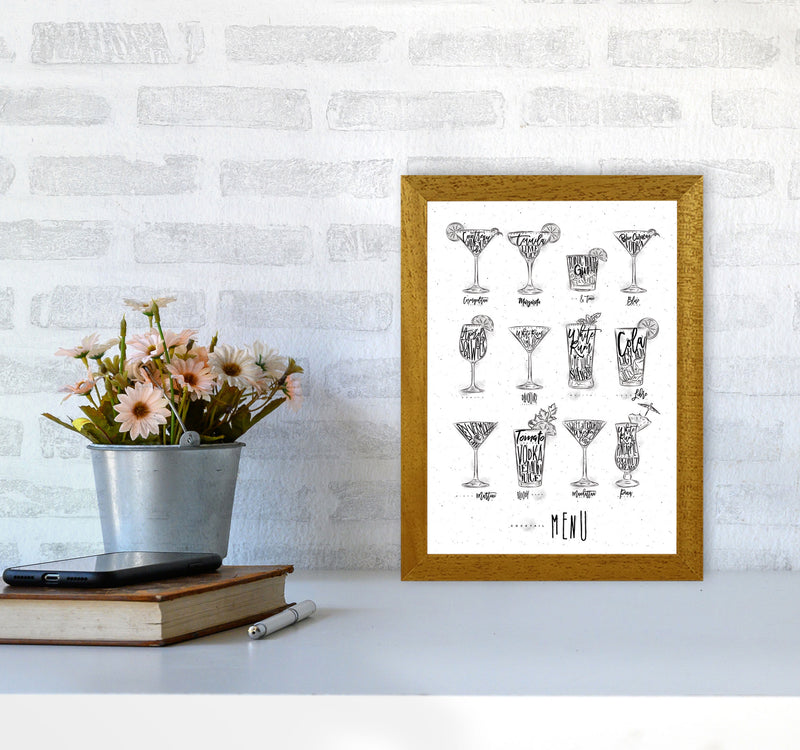 Cocktails Menu Modern Print, Framed Kitchen Wall Art A4 Print Only