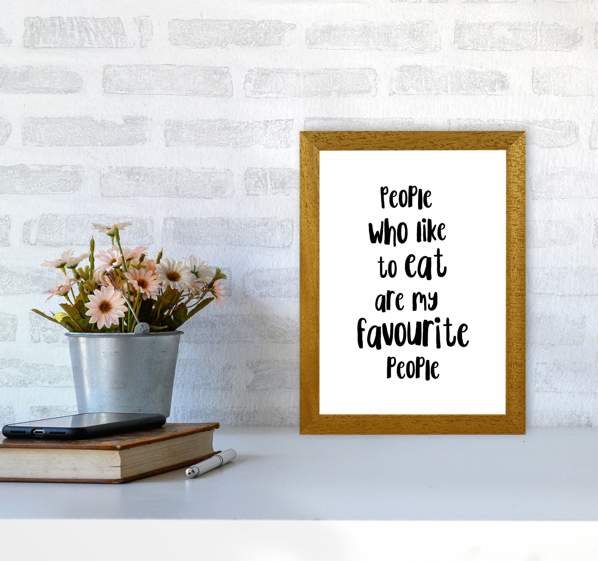 People Who Like To Eat Framed Typography Wall Art Print A4 Print Only