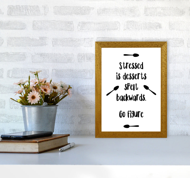Stressed Is Desserts Spelled Backwards Modern Print, Framed Kitchen Wall Art A4 Print Only