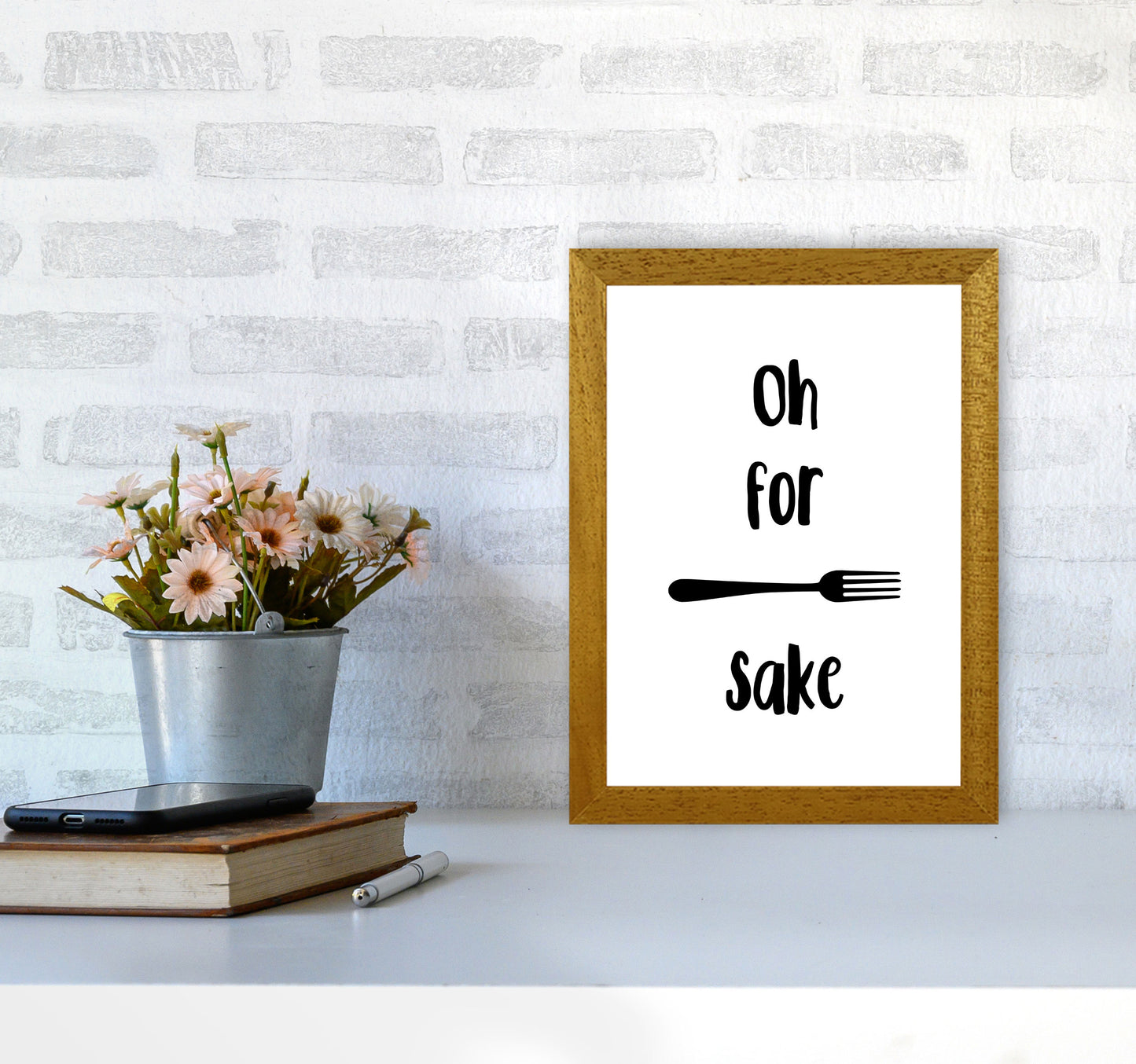 Forks Sake Framed Typography Wall Art Print A4 Print Only