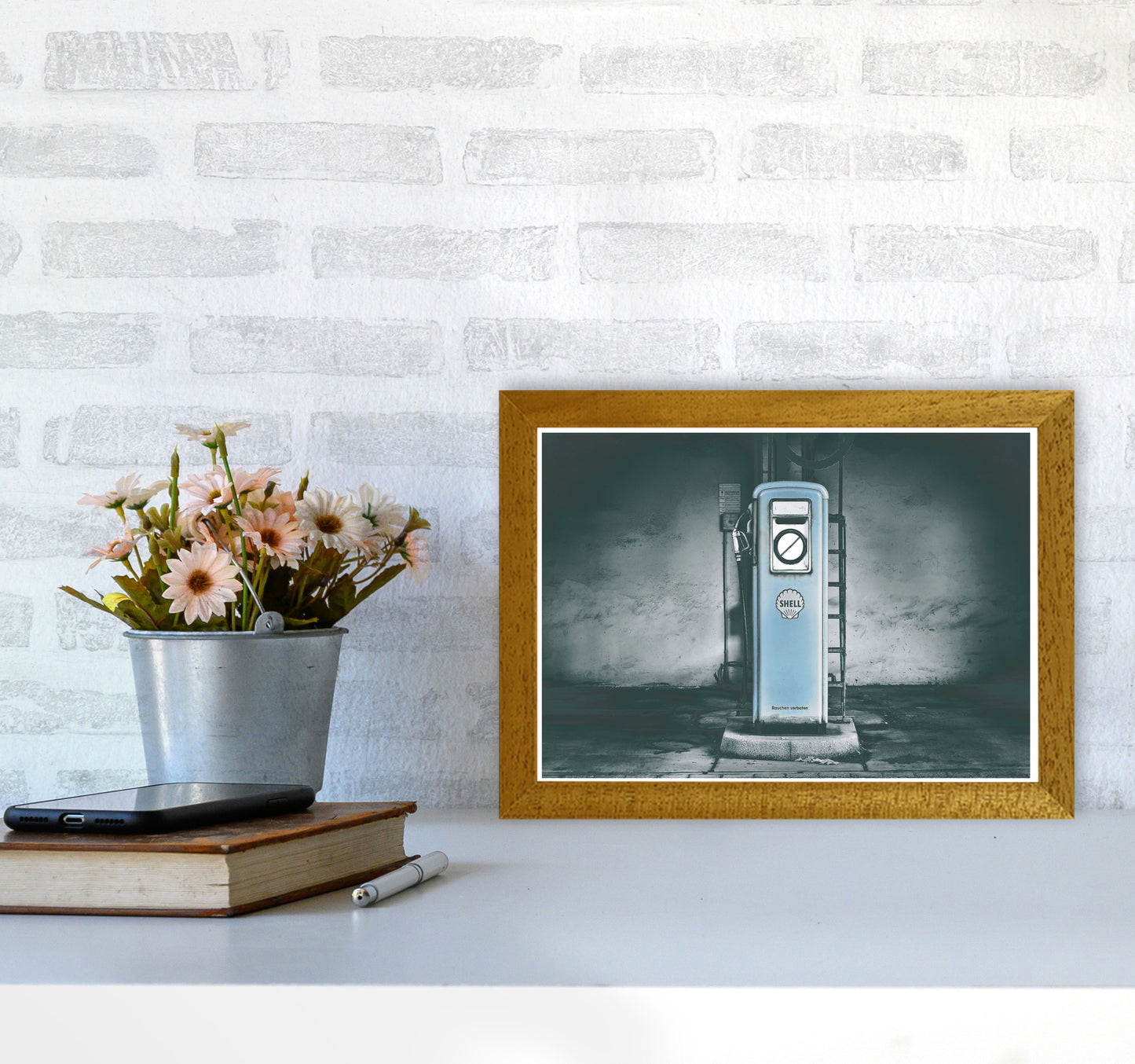Little Blue Gas Pump Modern Print A4 Print Only