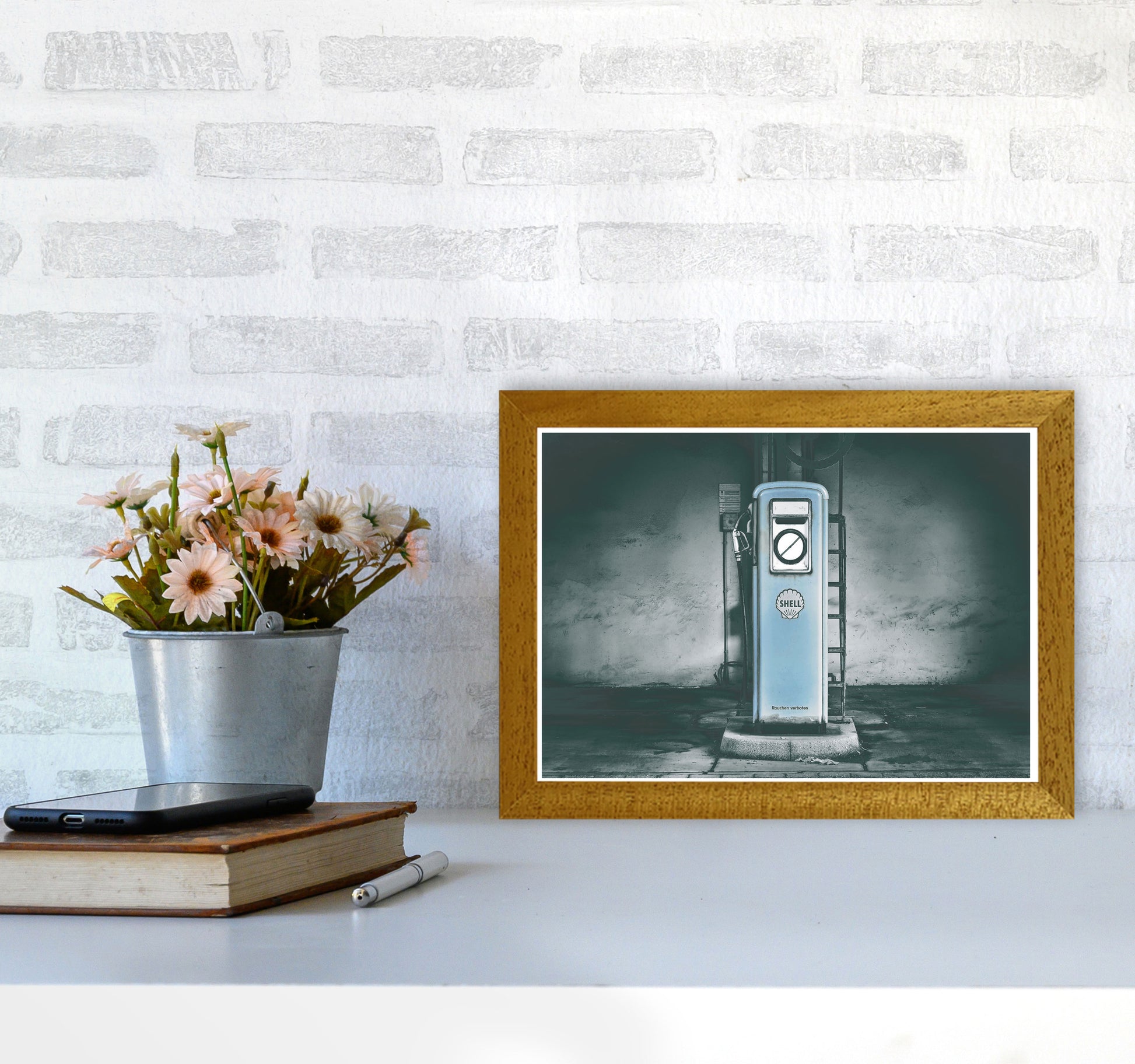 Little Blue Gas Pump Modern Print A4 Print Only