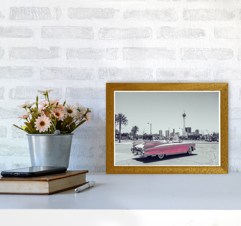 Retro Pink Car Modern Print A4 Print Only