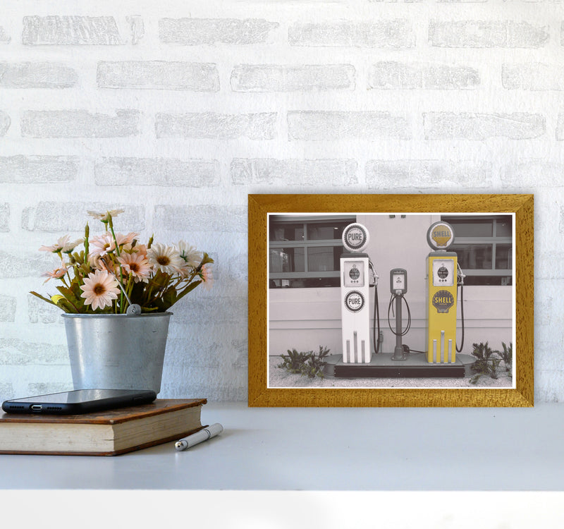 Vintage Shell Yellow Gas Pump Modern Print A4 Print Only
