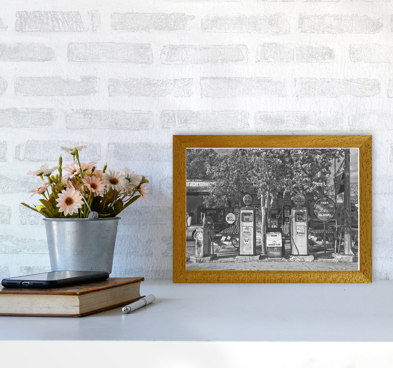 Retro Black And White Gas Pumps Modern Print A4 Print Only