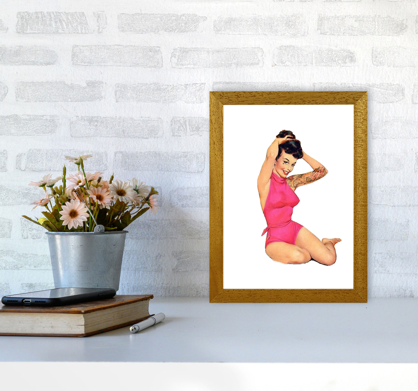 Retro Pin Up Girl Modern Print A4 Print Only