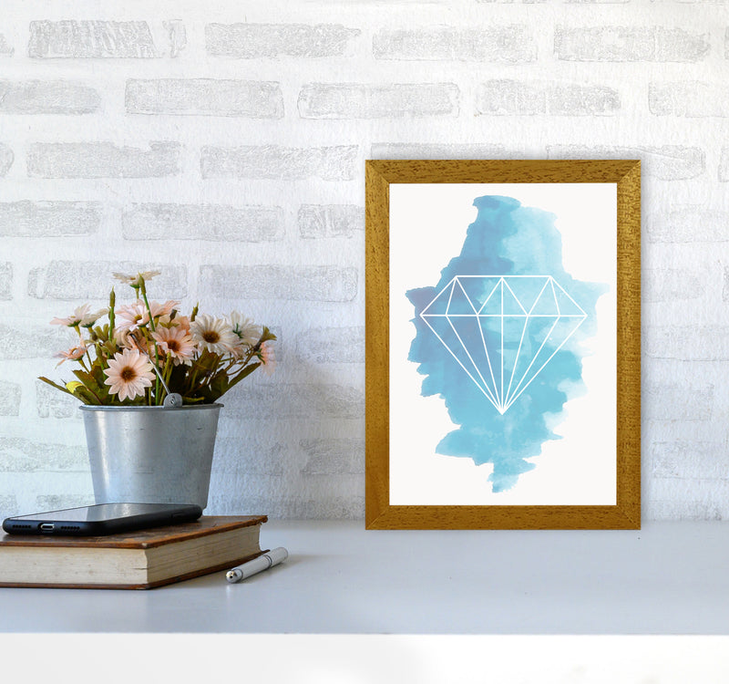 Geo Diamond Blue Watercolour Modern Print A4 Print Only