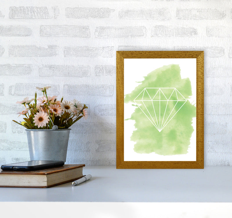 Geo Diamond Green Watercolour Modern Print A4 Print Only