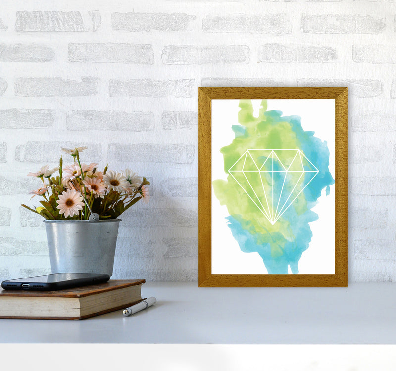 Geo Diamond Turquoise Multi Watercolour Modern Print A4 Print Only