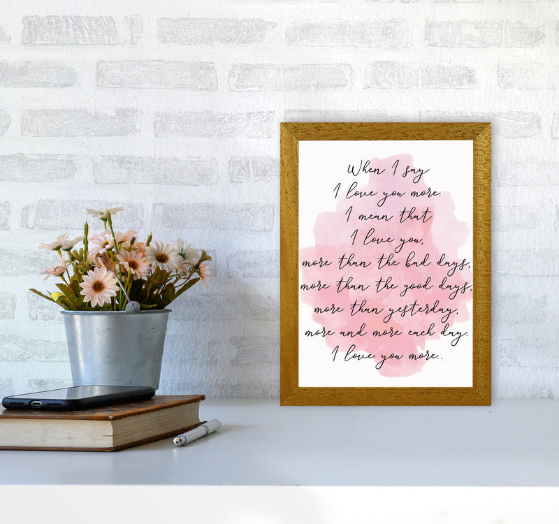 Love You More Pink Watercolour Modern Print A4 Print Only