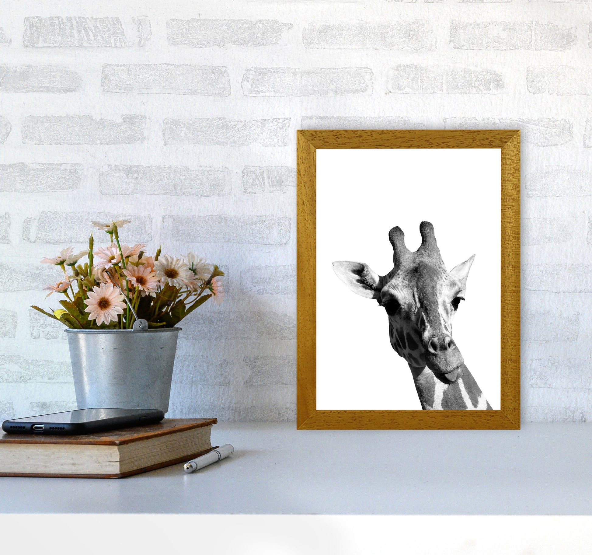Black And White Giraffe Modern Print Animal Art Print A4 Print Only