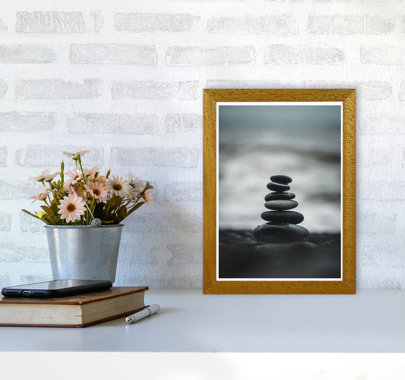 Black Pebble Stack Modern Print, Framed Botanical & Nature Art Print A4 Print Only