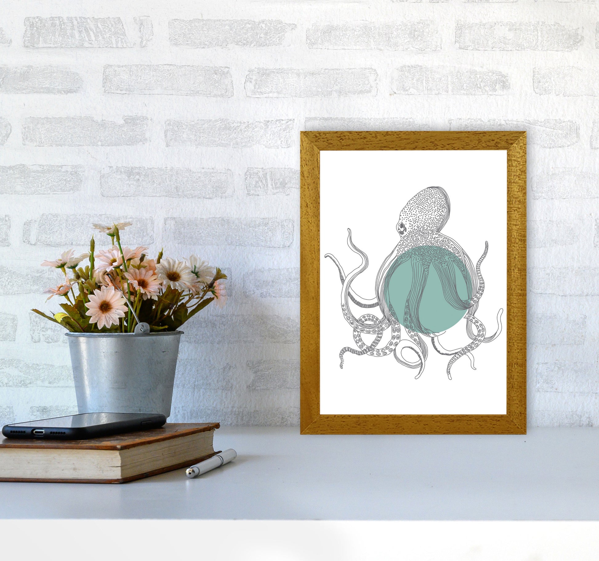 Marine Animals Octopus Modern Print Animal Art Print A4 Print Only