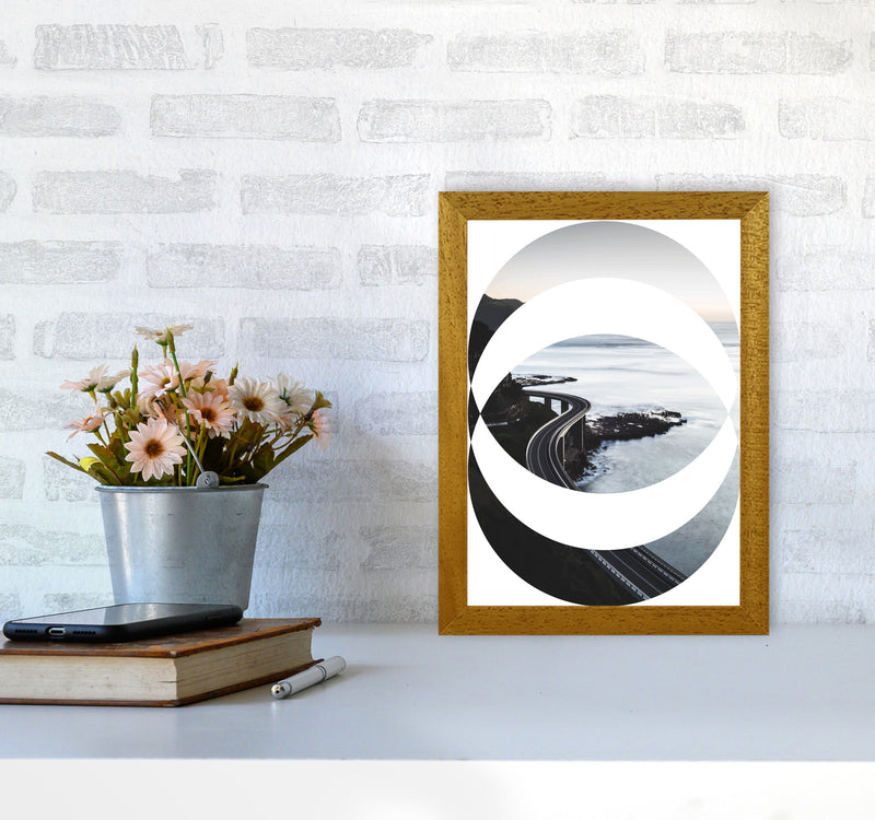 Black Road Oval Modern Print, Framed Botanical & Nature Art Print A4 Print Only
