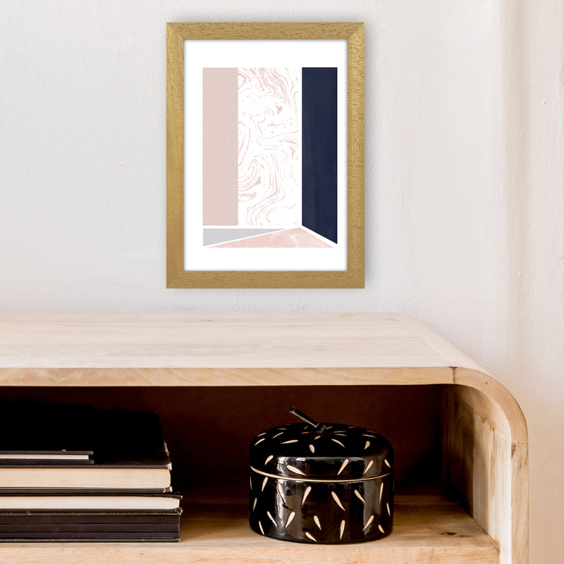 Navy And Marble Pink 2 Art Print by Pixy Paper A4 Print Only