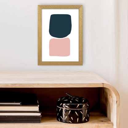 Pink And Navy Abstract Stones 2 Art Print by Pixy Paper A4 Print Only