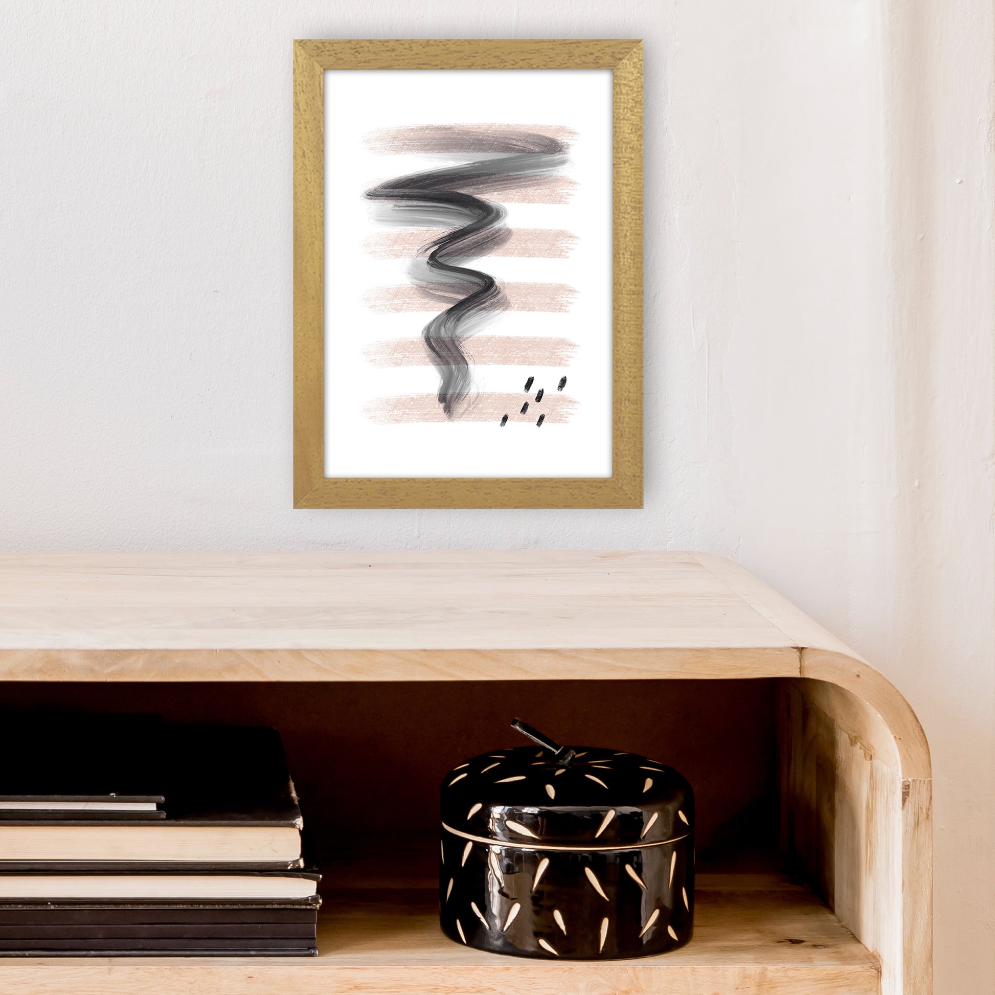 Dalia Chalk Pink Lines Black Storm  Art Print by Pixy Paper A4 Print Only