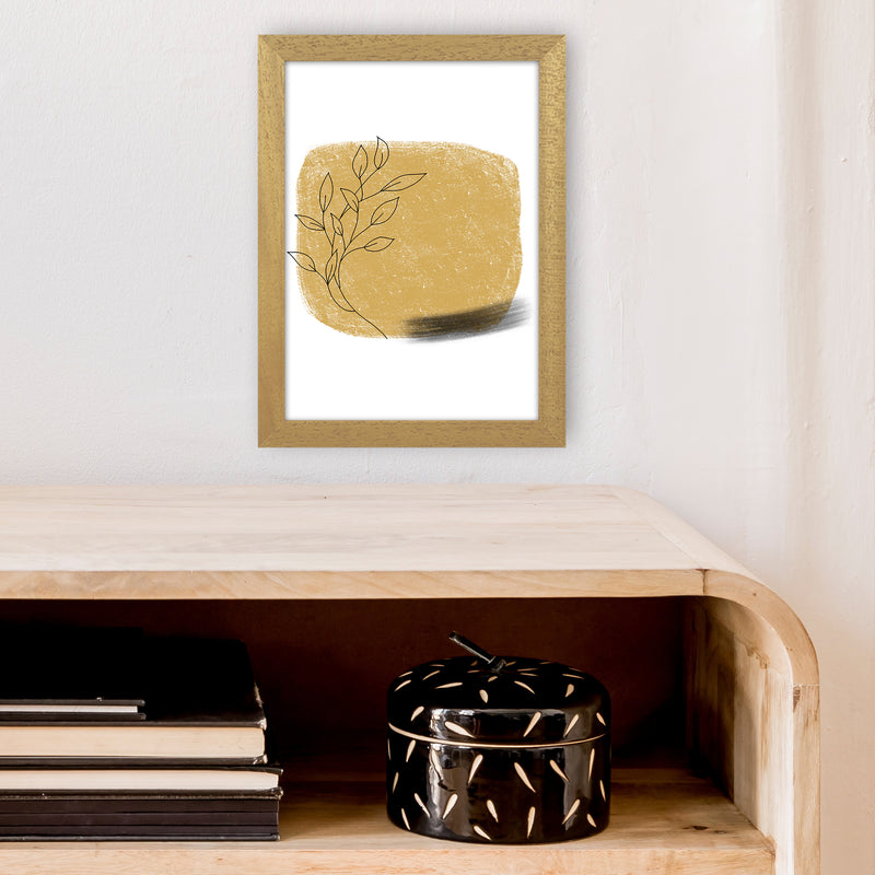 Dalia Chalk Gold Floral Square  Art Print by Pixy Paper A4 Print Only