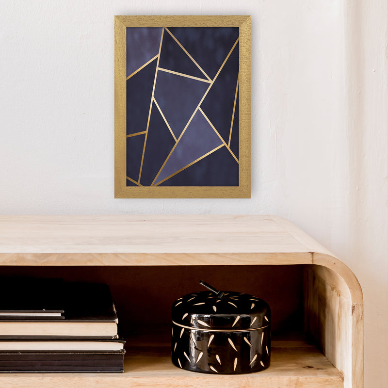 Lux Navy And Gold Geo Print  Art Print by Pixy Paper A4 Print Only