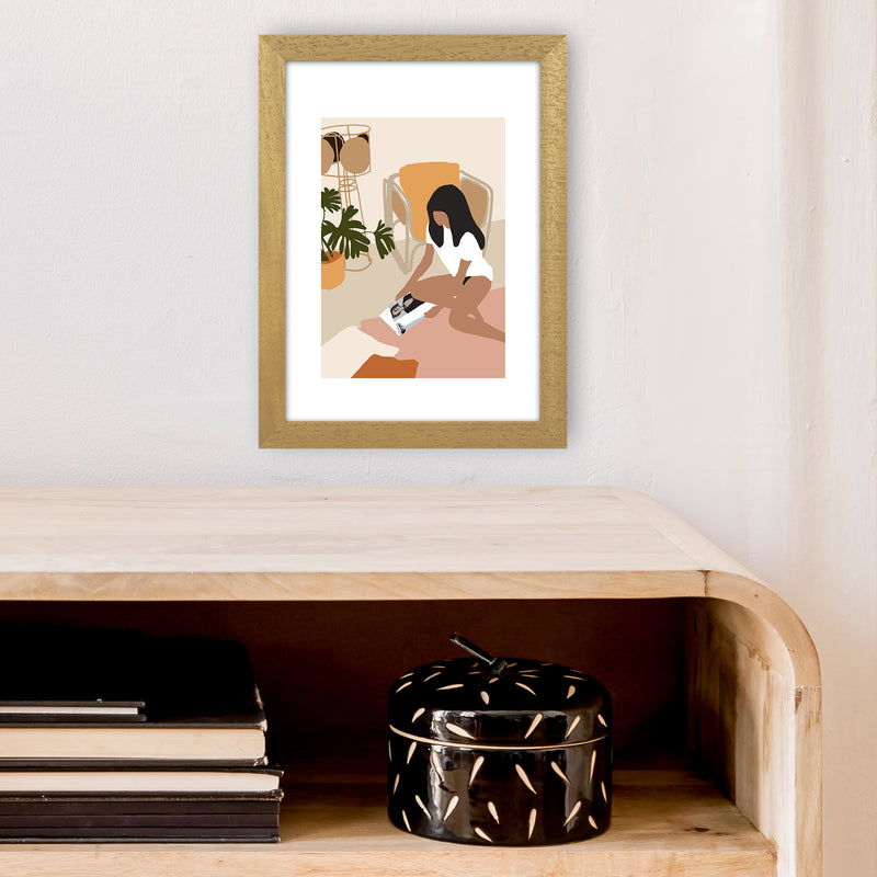 Mica Girl With Magazine N4  Art Print by Pixy Paper A4 Print Only