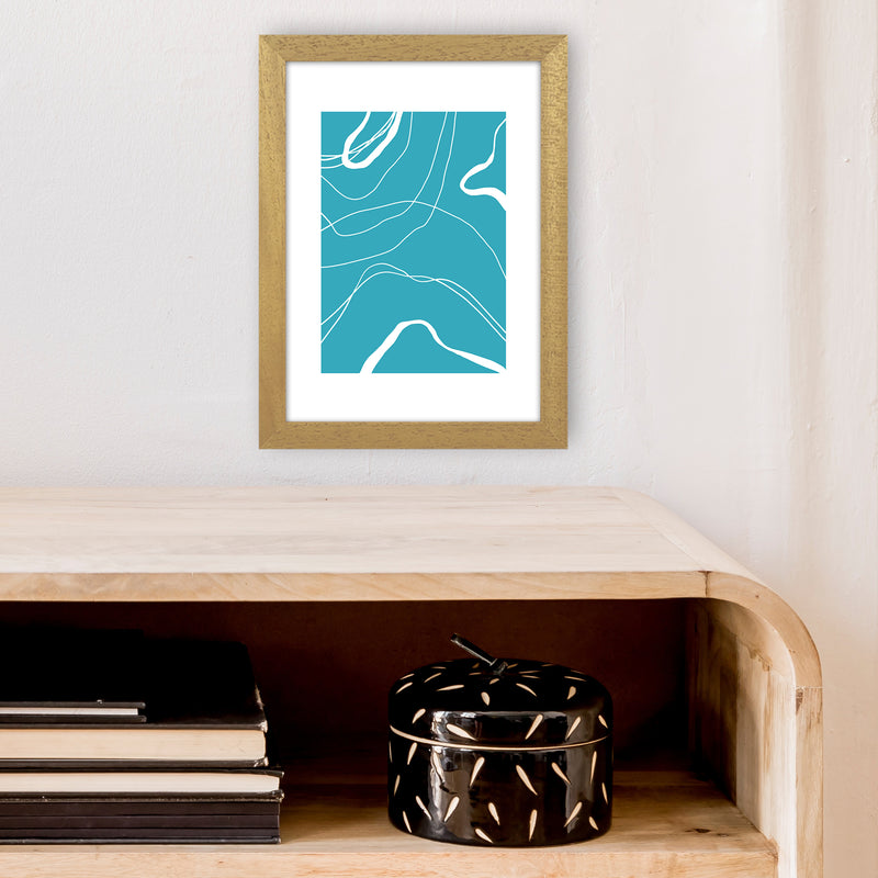 Mita Teal Swirls N13  Art Print by Pixy Paper A4 Print Only