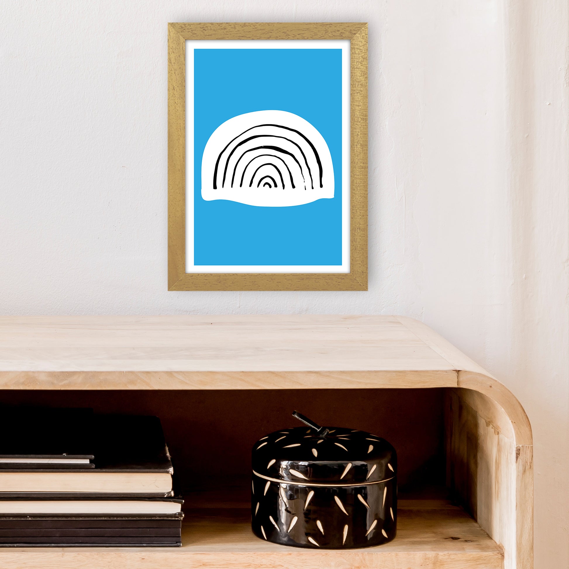 Blue Rainbow Neon Funk  Art Print by Pixy Paper A4 Print Only