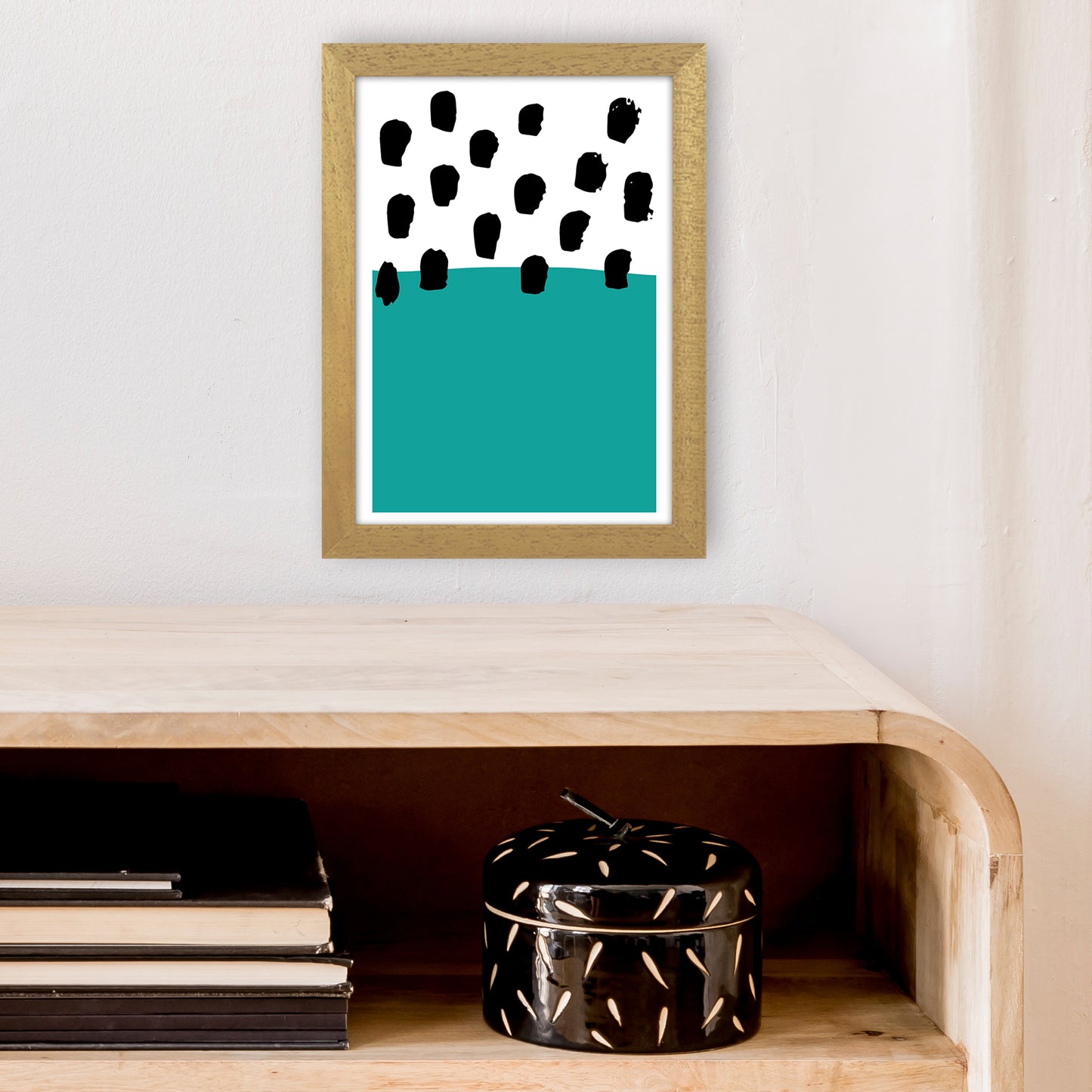 Teal Polka Neon Funk  Art Print by Pixy Paper A4 Print Only