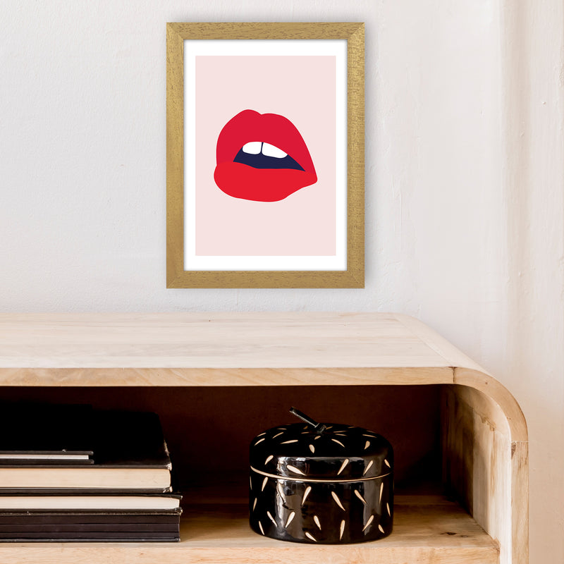 Red Lips Salmon Back  Art Print by Pixy Paper A4 Print Only