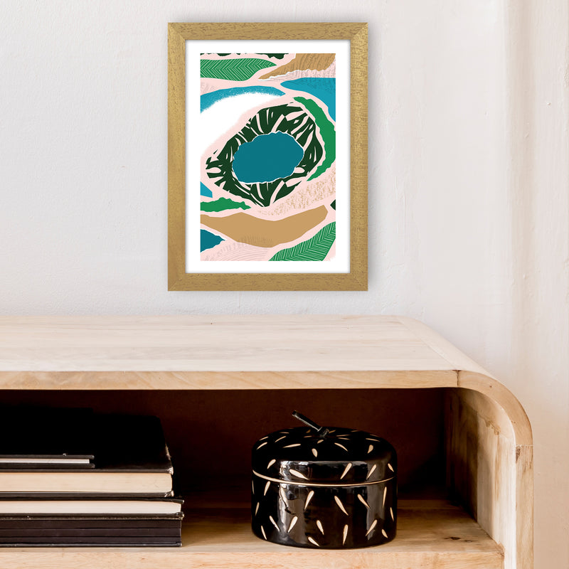 Blue Lake Jungle Abstract  Art Print by Pixy Paper A4 Print Only