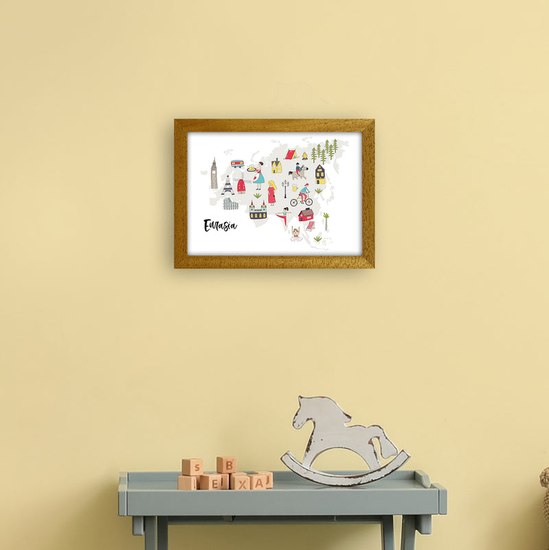 Eurasia Map  Art Print by Pixy Paper A4 Print Only