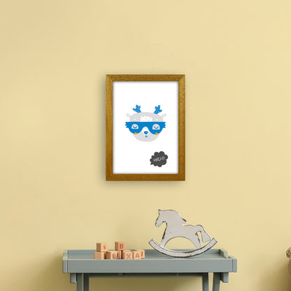 Hello Animal Blue Super Scandi  Art Print by Pixy Paper A4 Print Only