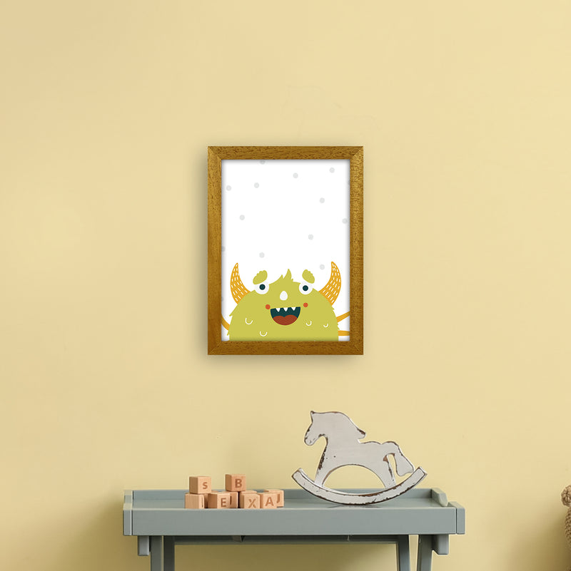 Little Monsters Green Happy  Art Print by Pixy Paper A4 Print Only