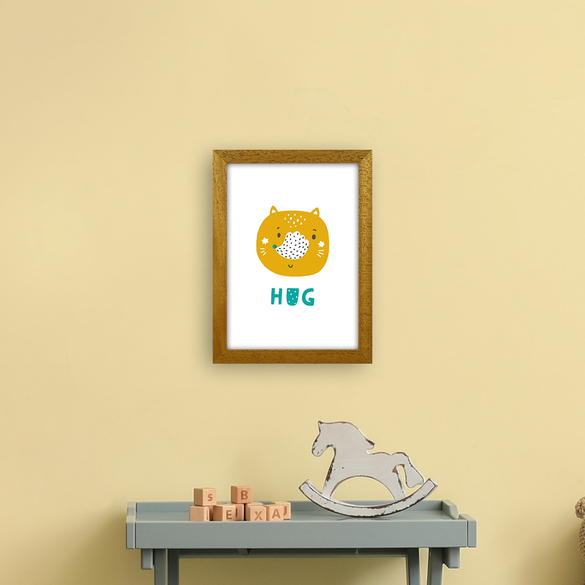Fox Hug Teal Super Scandi  Art Print by Pixy Paper A4 Print Only