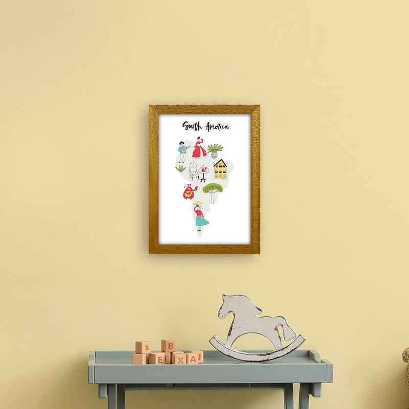 South America Map  Art Print by Pixy Paper A4 Print Only